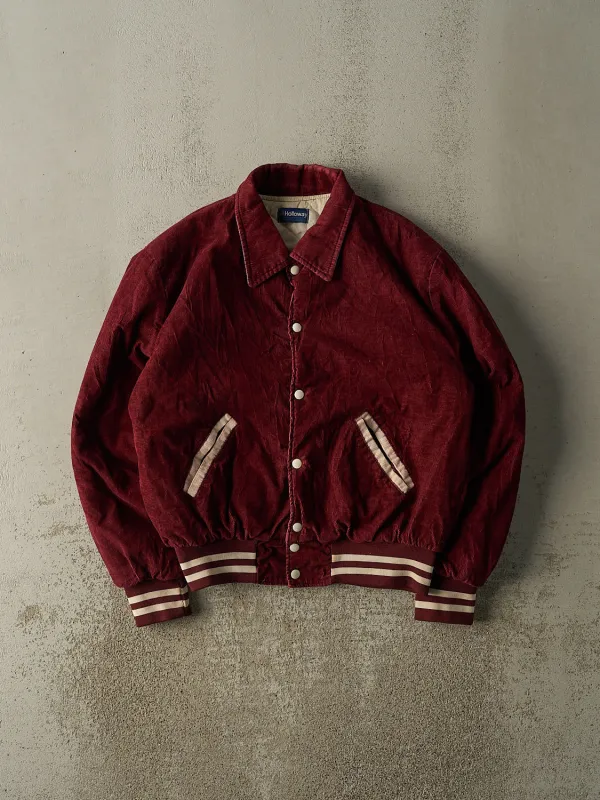 Vintage 80s Burgundy Corduroy Varsity Jacket (M/L) sold by Rebalance Vintage