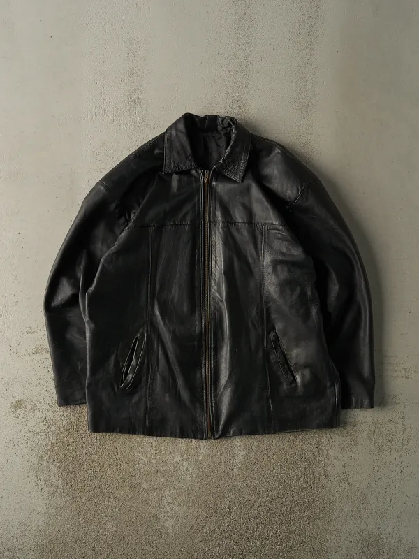Vintage 90s Black Leather Jacket (XXL) made by Rebalance Vintage