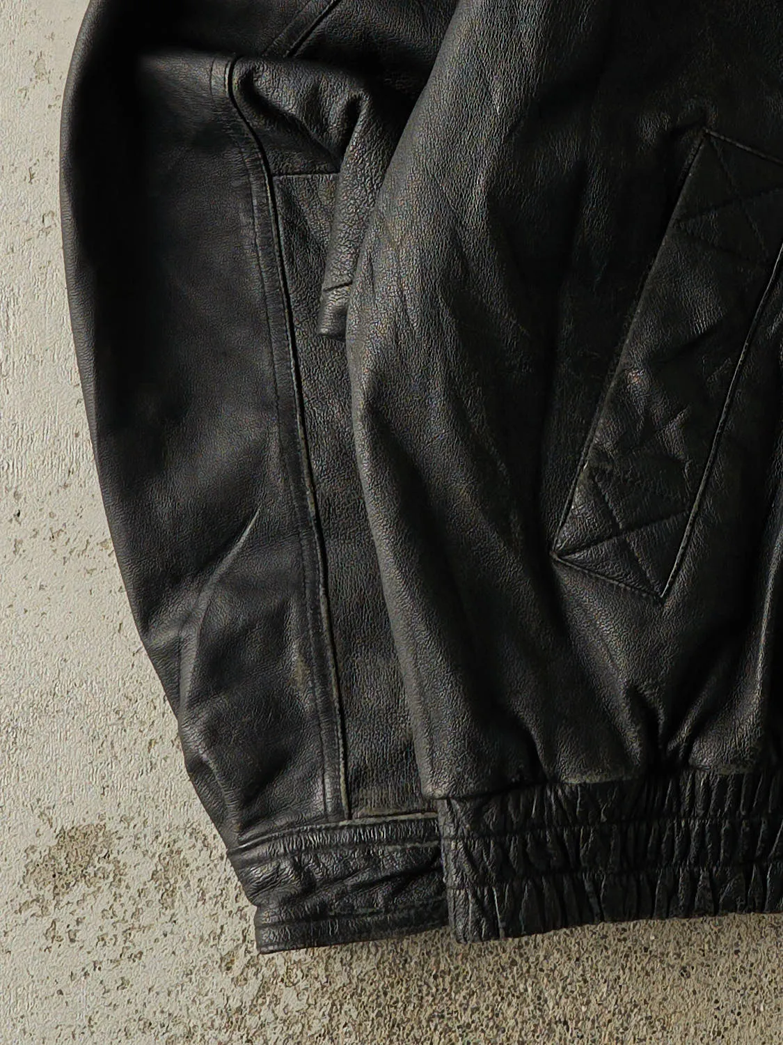 Vintage 90s Black Riley Leather Bomber Jacket (XL) sold by Rebalance Vintage product image thumbnail 3