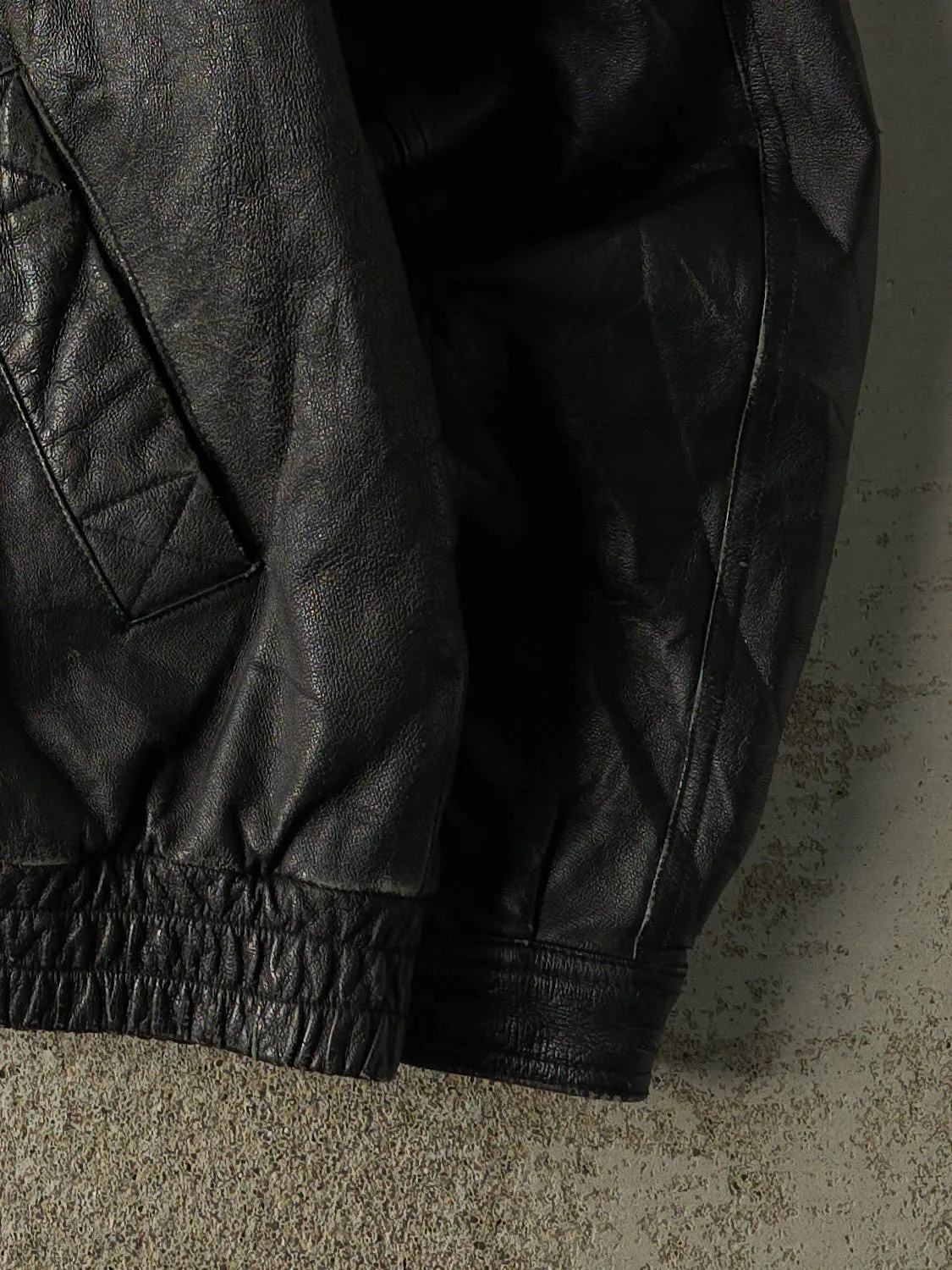 Vintage 90s Black Riley Leather Bomber Jacket (XL) sold by Rebalance Vintage product image thumbnail 4