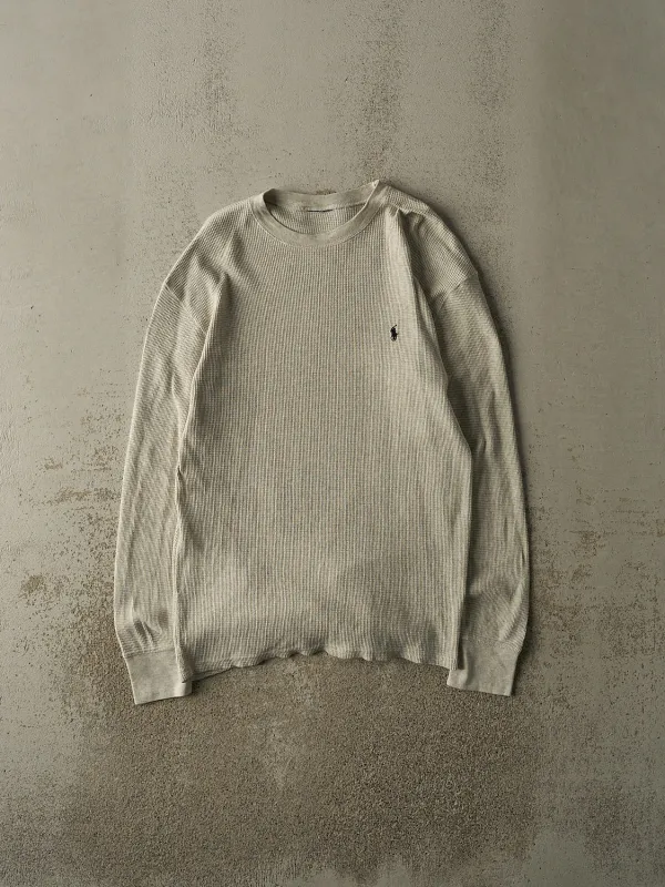 Vintage 90s Grey Polo Ralph Lauren Thermal Long Sleeve (S/M) sold by Rebalance Vintage