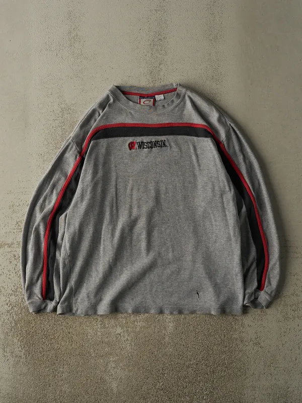 Vintage Y2K Grey University of Wisconsin Embroidered Long Sleeve (L) sold by Rebalance Vintage