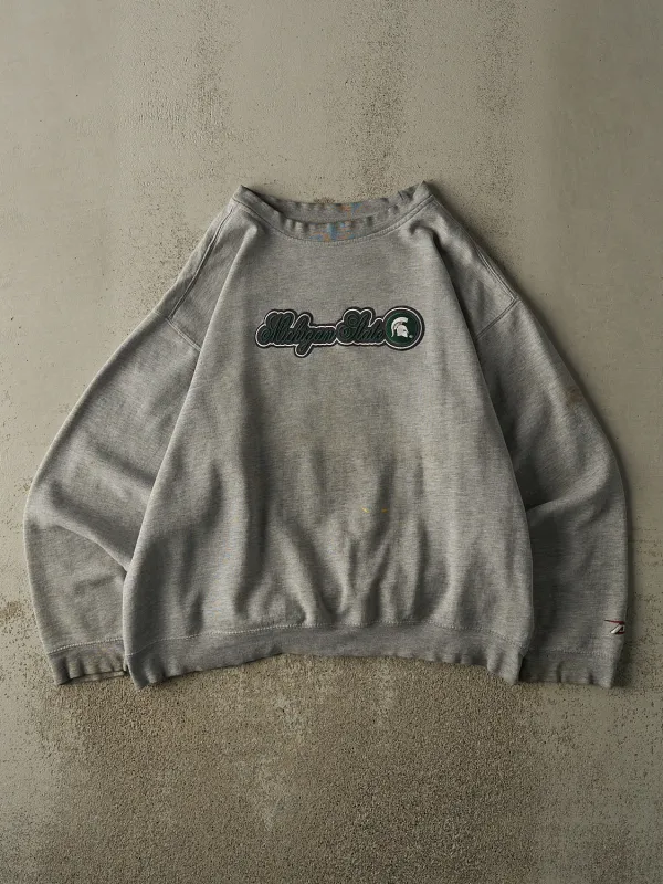 Vintage 90s Grey Michigan State University Embroidered Crewneck (XL) sold by Rebalance Vintage