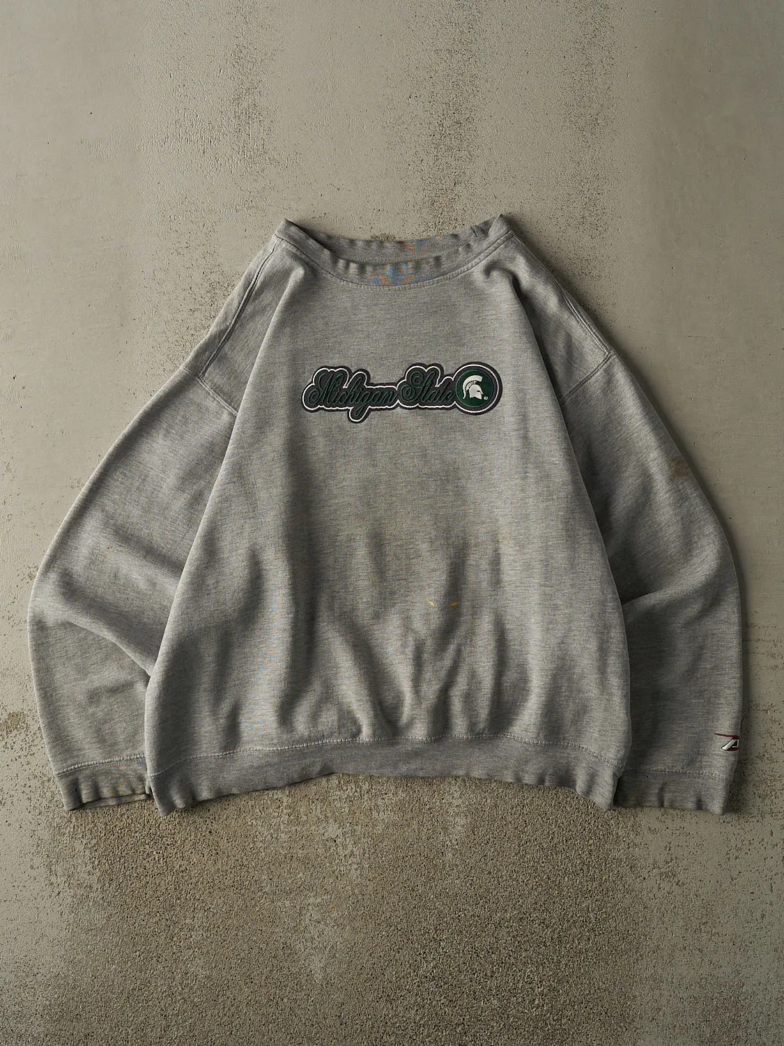 Vintage 90s Grey Michigan State University Embroidered Crewneck (XL) sold by Rebalance Vintage