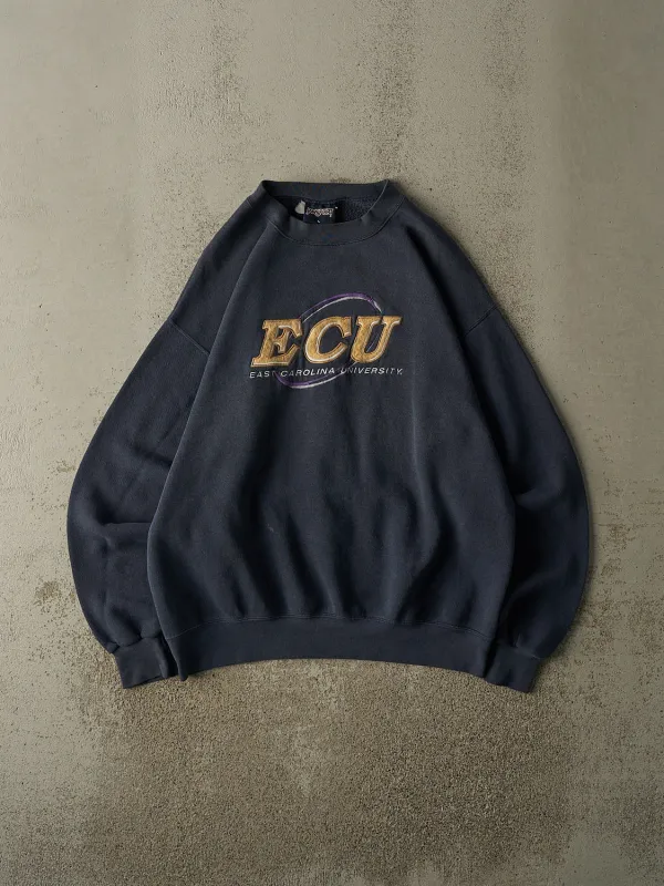 Vintage 90s Charcoal Grey East Carolina University Embroidered Crewneck (L/XL) sold by Rebalance Vintage