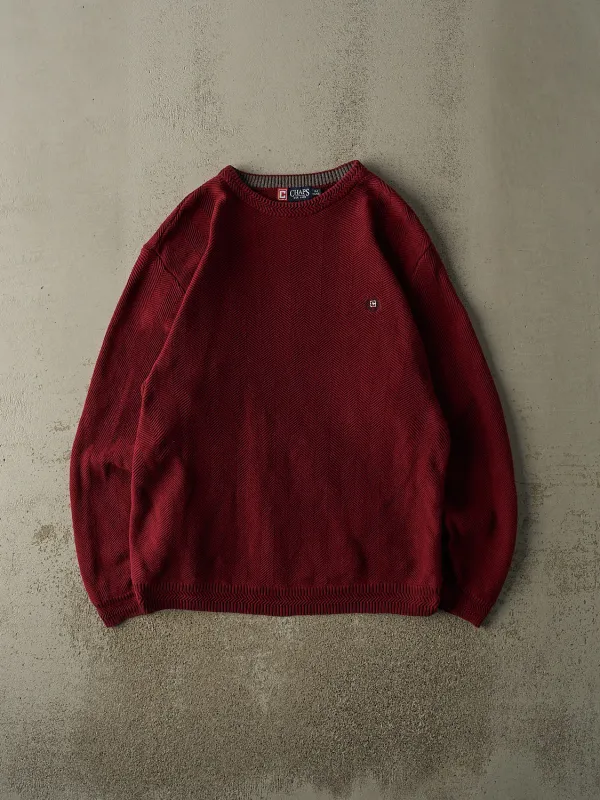 Vintage 90s Burgundy Chaps Embroidered Harringbone Knit (XL/XXL) sold by Rebalance Vintage