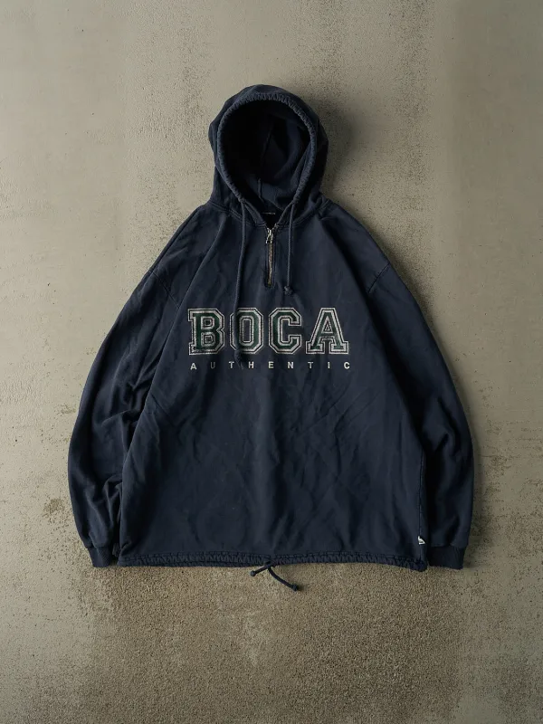 Vintage 90s Navy Blue Boca Quarter Zip Hoodie (L/XL) sold by Rebalance Vintage