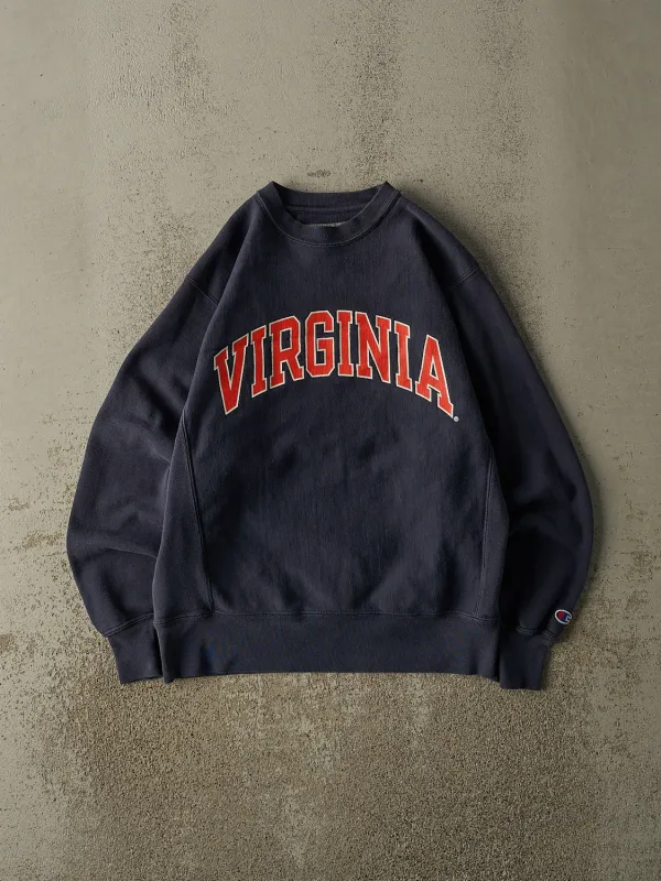 Vintage 90s Faded Navy Champion Reverse Weave University of Virginia Crewneck (XS/S) sold by Rebalance Vintage