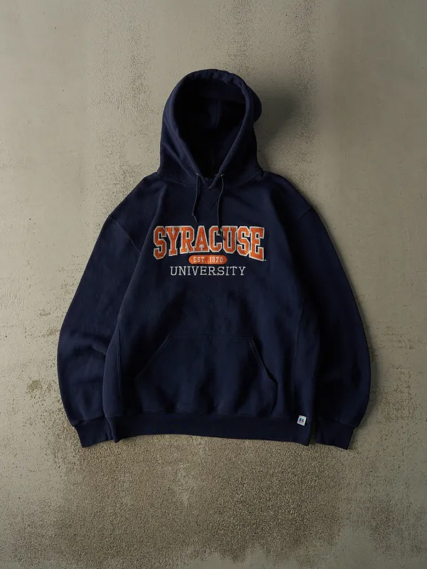 Vintage Y2K Navy Blue Russell Athletic Syracuse University Embroidered Hoodie (L/XL) sold by Rebalance Vintage