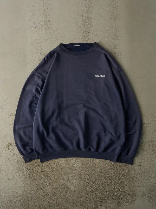 Vintage 90s Sun Faded Navy Spalding Embroidered Logo Crewneck (XL/XXL) sold by Rebalance Vintage