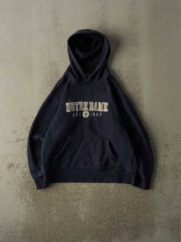 Vintage Y2K Navy Blue University of Notre Dame Embroidered Hoodie (S) sold by Rebalance Vintage