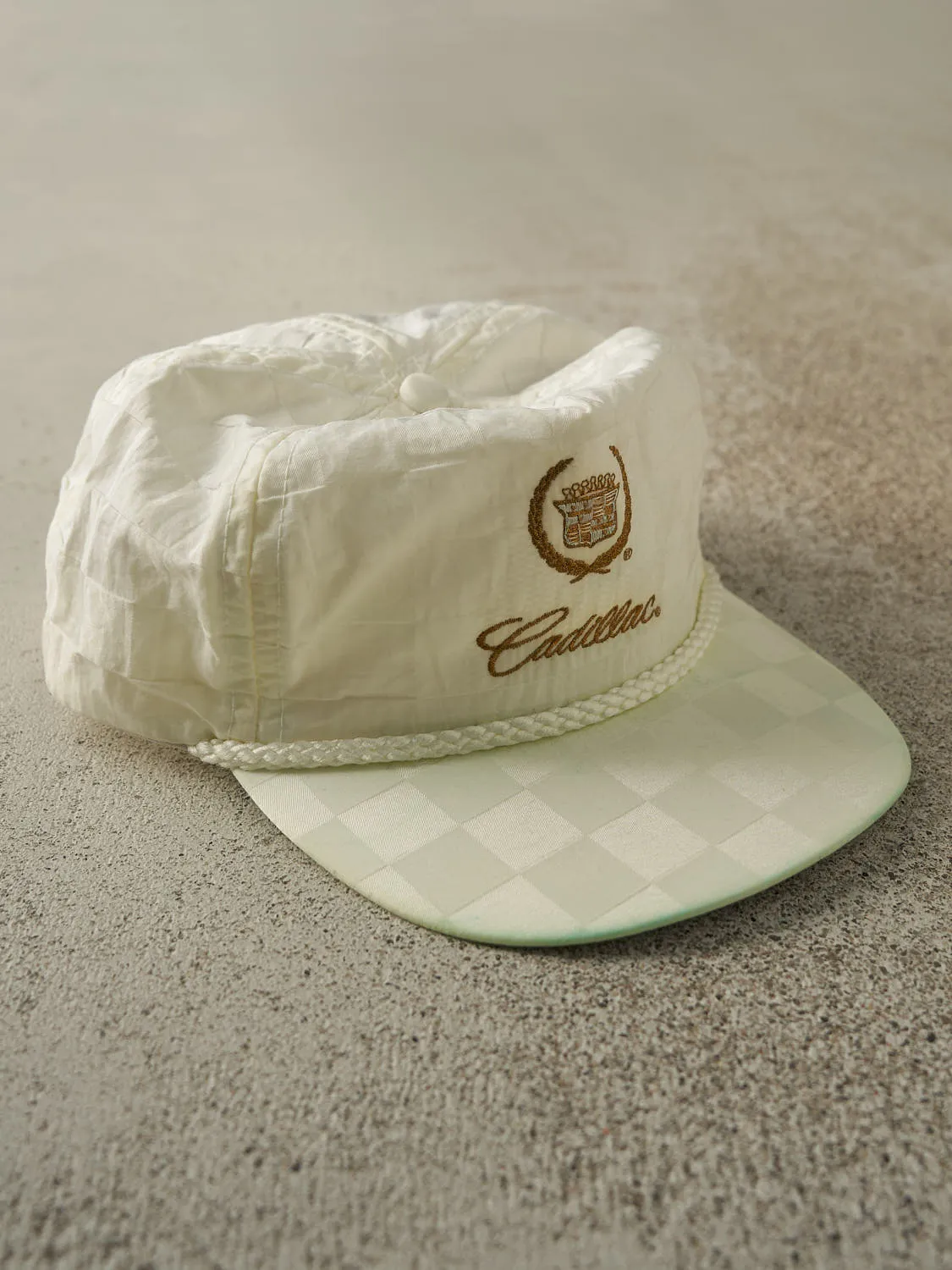 Vintage 80s White Cadillac Embroidered Leather Strapback (O/S) sold by Rebalance Vintage product image thumbnail 3