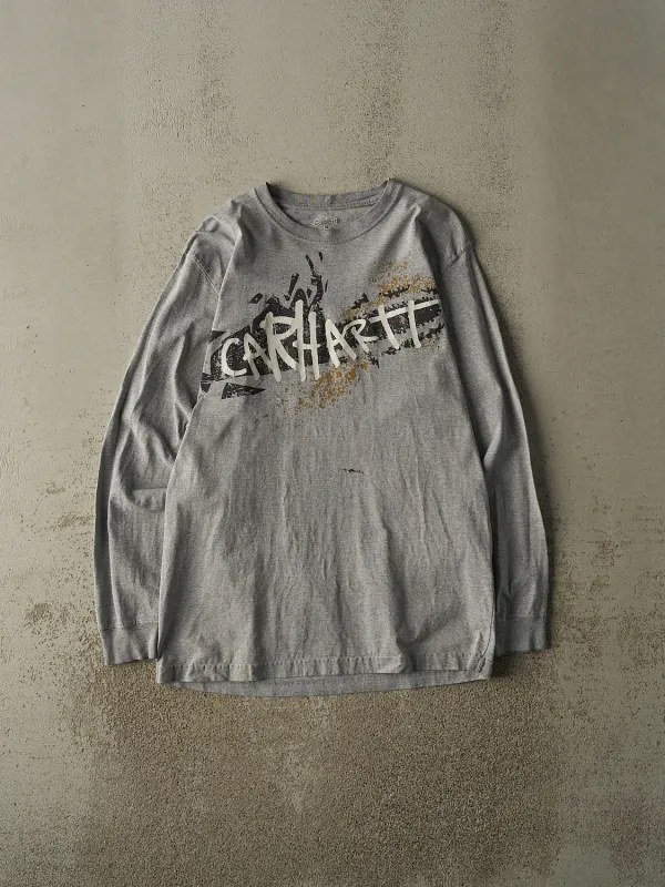 Vintage Y2K Grey Carhartt Graphic Long Sleeve (M/L) made by Rebalance Vintage
