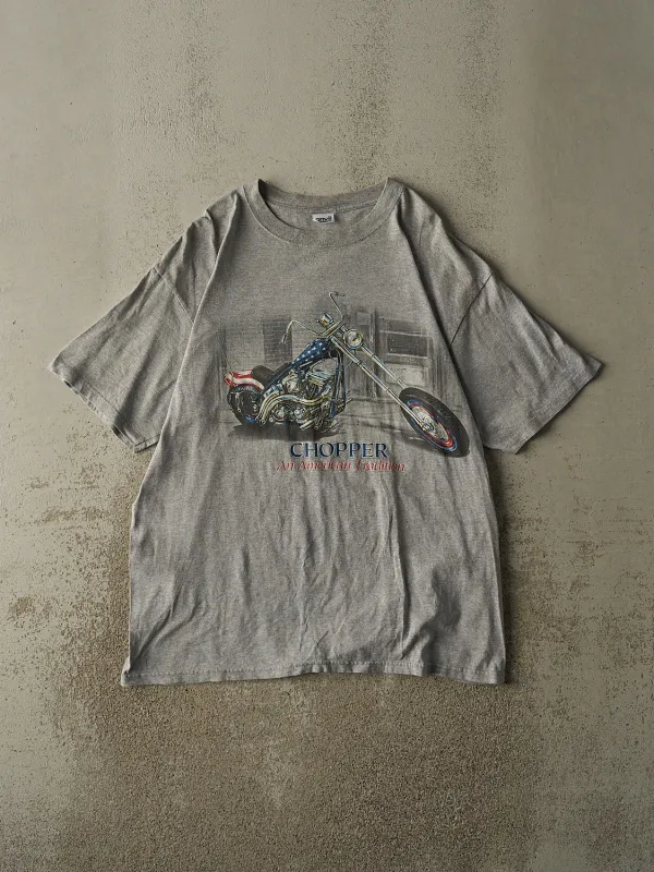 Vintage Y2K Grey Chopper American Tradition Tee (L/XL) sold by Rebalance Vintage