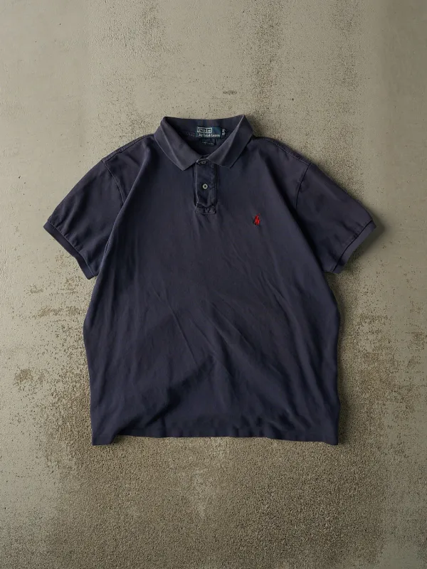 Vintage 90s Navy Blue Polo Ralph Lauren Quarter Button Tee (M/L) sold by Rebalance Vintage