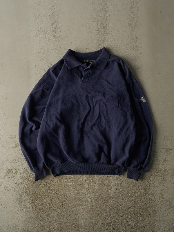 Vintage 90s Navy Blue Rossland Trail Country Club Quarter Button Sweatshirt (S/M) sold by Rebalance Vintage