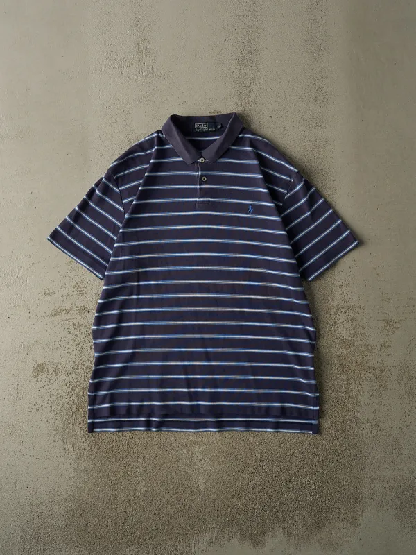 Vintage 90s Navy Blue Polo Ralph Lauren Striped Tee (L/XL) sold by Rebalance Vintage
