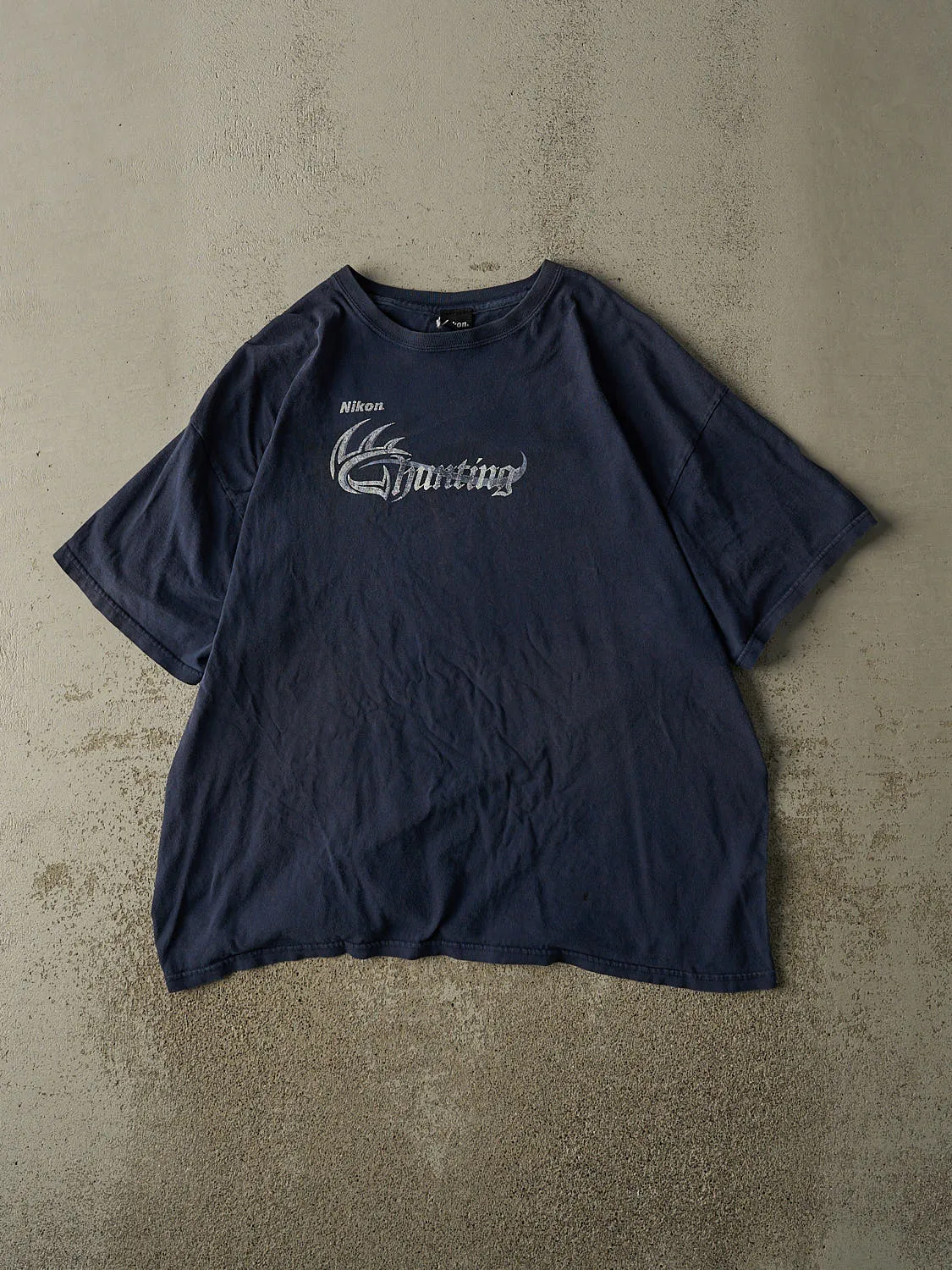 Vintage Y2K Navy Blue Nikon Hunting Tee (XL) sold by Rebalance Vintage