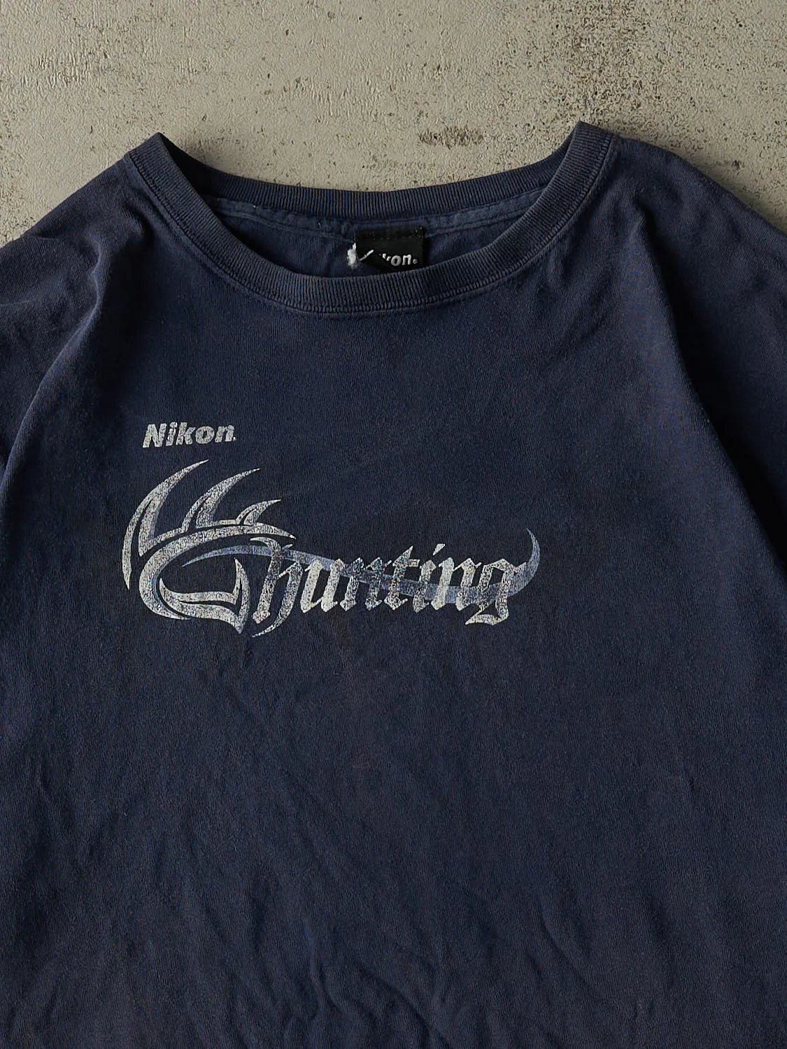 Vintage Y2K Navy Blue Nikon Hunting Tee (XL) sold by Rebalance Vintage product image thumbnail 2