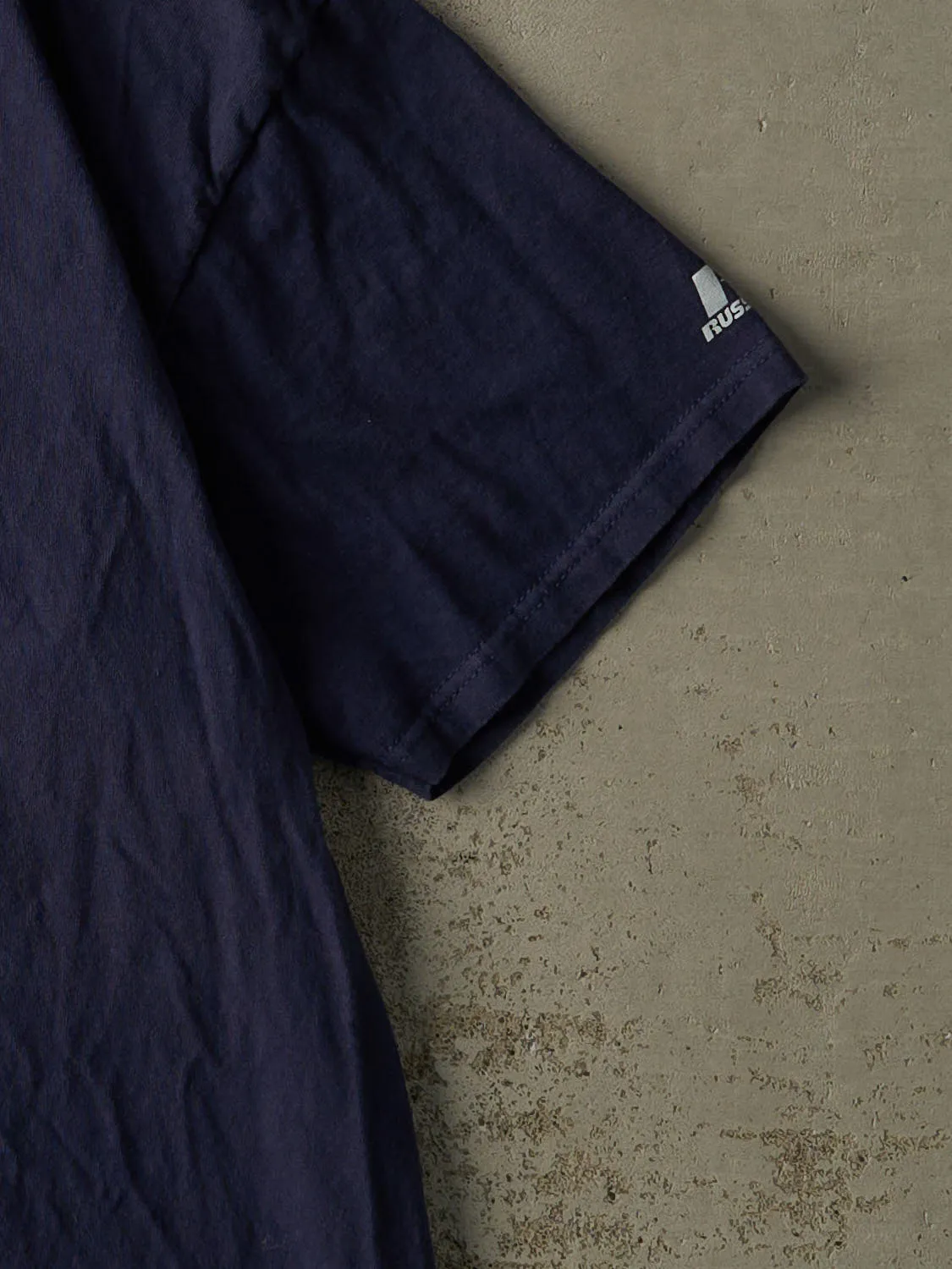 Vintage Y2K Navy Blue Russell Athletic Blank Tee (L/XL) sold by Rebalance Vintage product image thumbnail 4