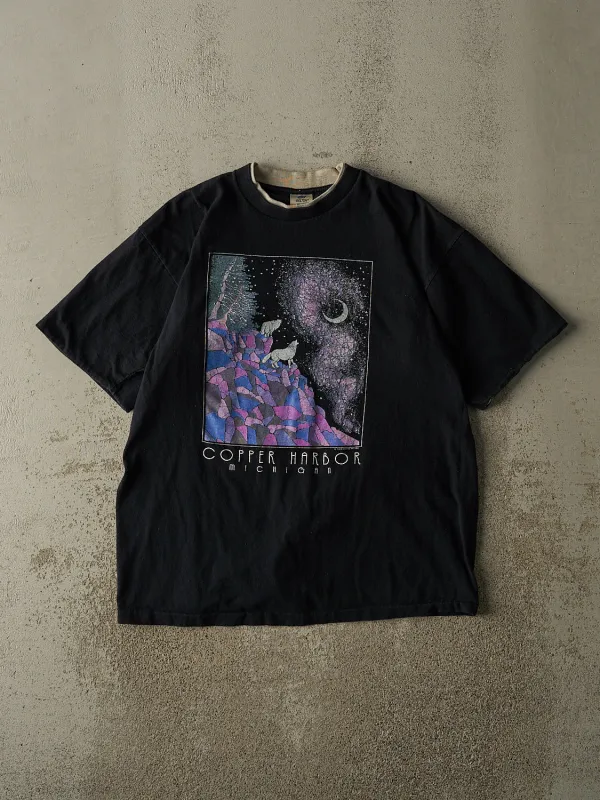 Vintage 92' Black Copper Harbor Michigan Tee (L) sold by Rebalance Vintage