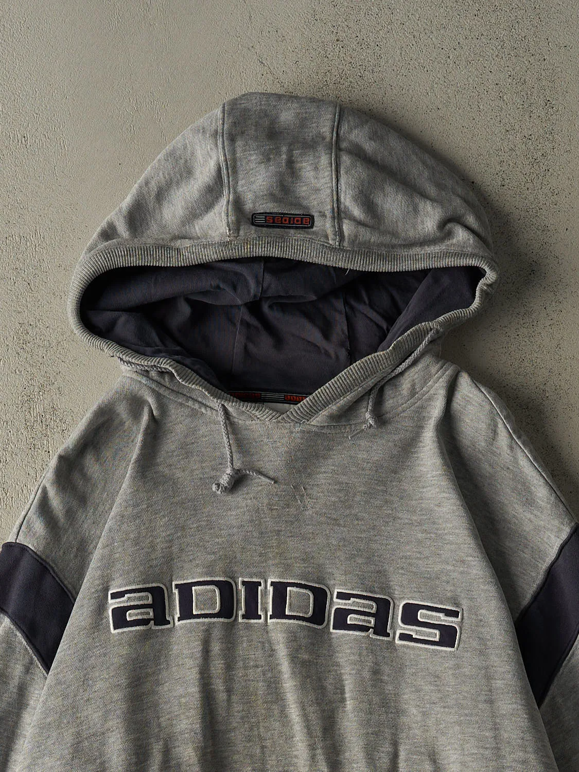 Vintage 90s Grey Adidas Embroidered Hoodie (XL) sold by Rebalance Vintage product image thumbnail 4