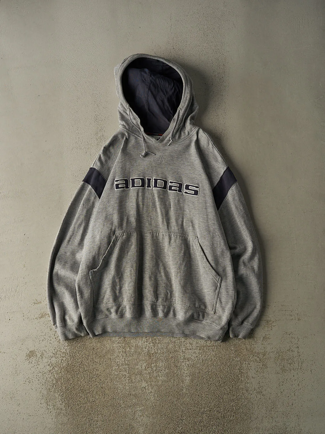 Vintage 90s Grey Adidas Embroidered Hoodie (XL) sold by Rebalance Vintage