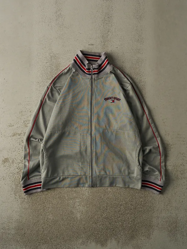 Vintage 90s Grey Tommy Sport Embroidered Zip Up Sweatshirt (S/M) sold by Rebalance Vintage