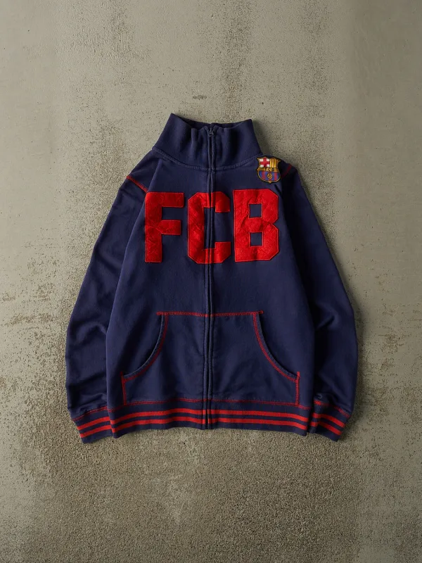 Vintage Y2K Navy Blue FC Barcelona Zip Up Sweatshirt (XXS/XS) sold by Rebalance Vintage