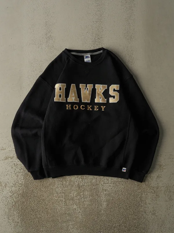 Vintage Y2K Black Russell Athletic Hawks Hockey Crewneck (M/L) made by Rebalance Vintage