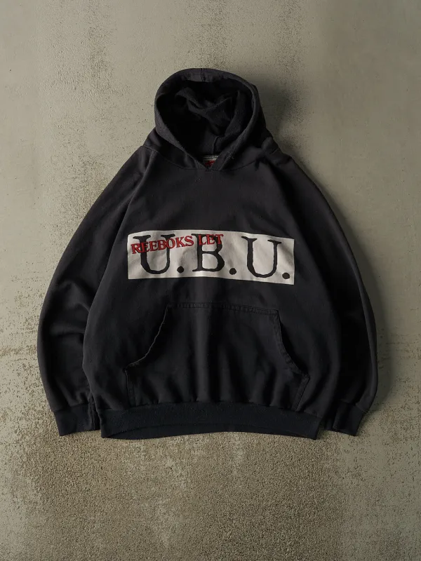 Vintage 90s Faded Black Reebok Logo Hoodie (L/XL) sold by Rebalance Vintage