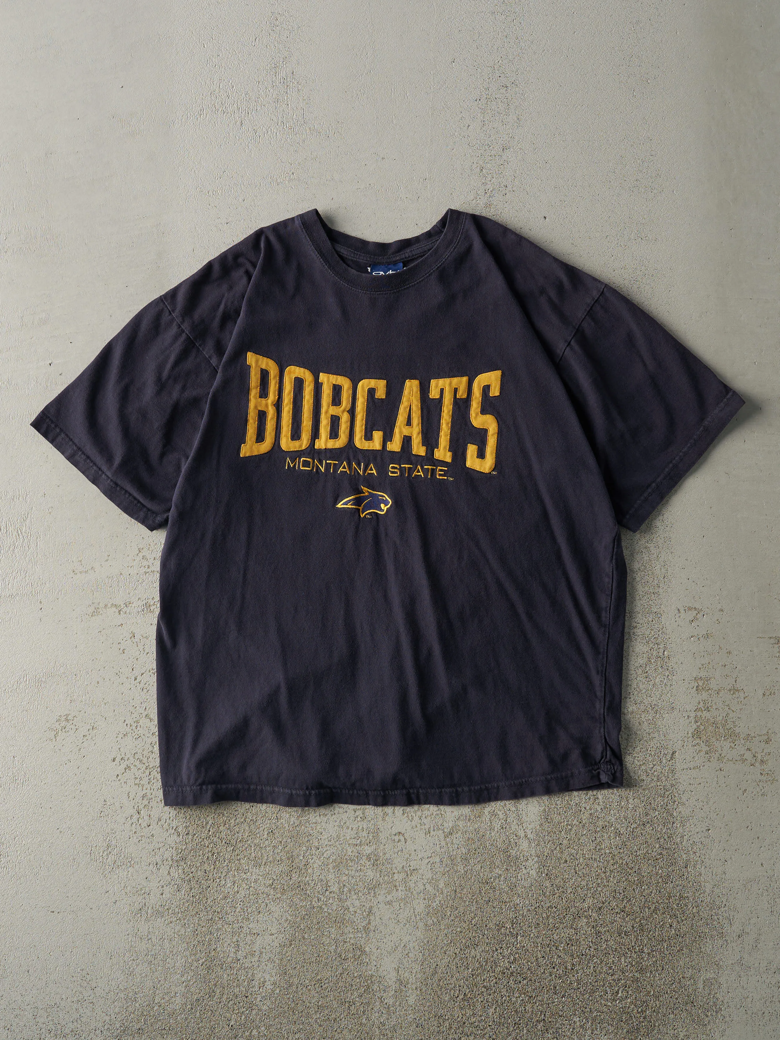 Vintage Y2K Navy Blue Montana State Bobcats Embroidered Tee (L) sold by Rebalance Vintage