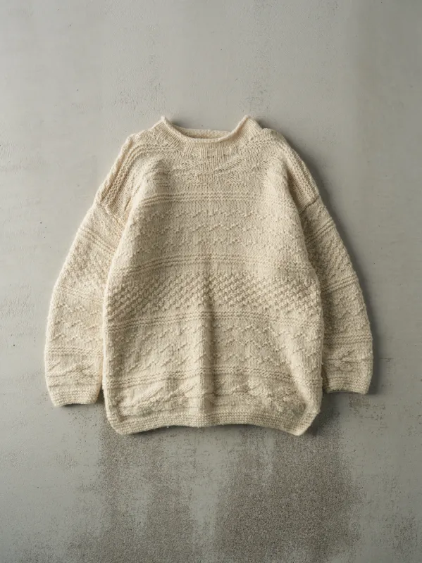 Vintage 80s Beige Patterned Knit Pullover (M) sold by Rebalance Vintage
