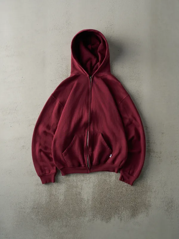 Vintage Y2K Burgundy Russell Athletic Zip Up Hoodie (M) sold by Rebalance Vintage
