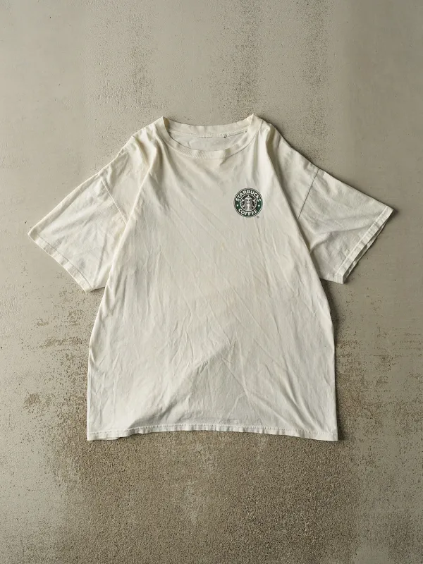 Vintage 90s White Starbucks Coffee Tee (XL) sold by Rebalance Vintage