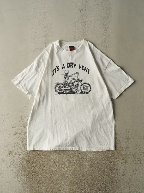 16' White "Its a Dry Heat" Motorcycle Outpost Biker Tee (XL/XXL) sold by Rebalance Vintage