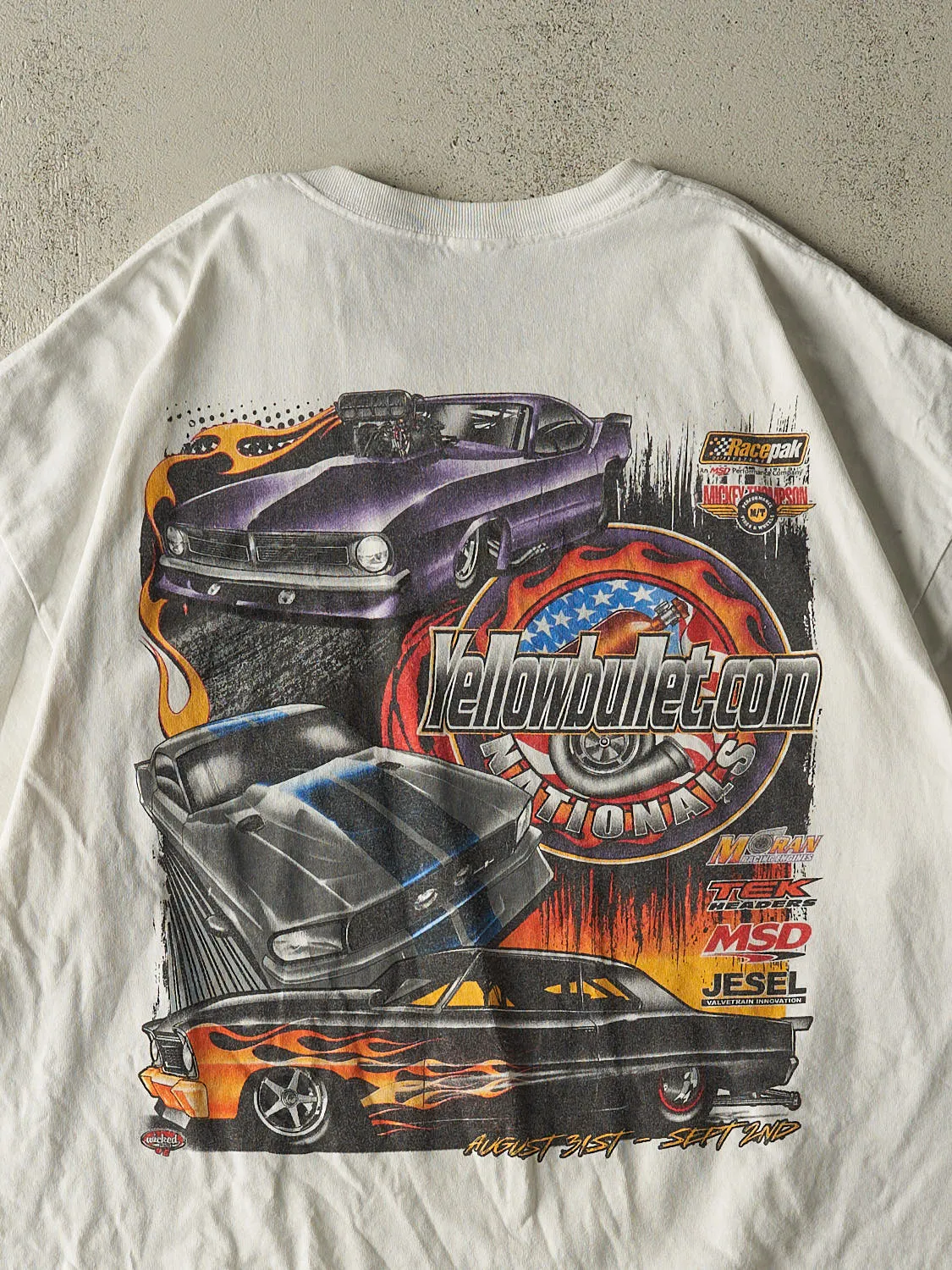 Vintage Y2K White Yellow Bullet Nationals Racing Tee (XL/XXL) sold by Rebalance Vintage product image thumbnail 4