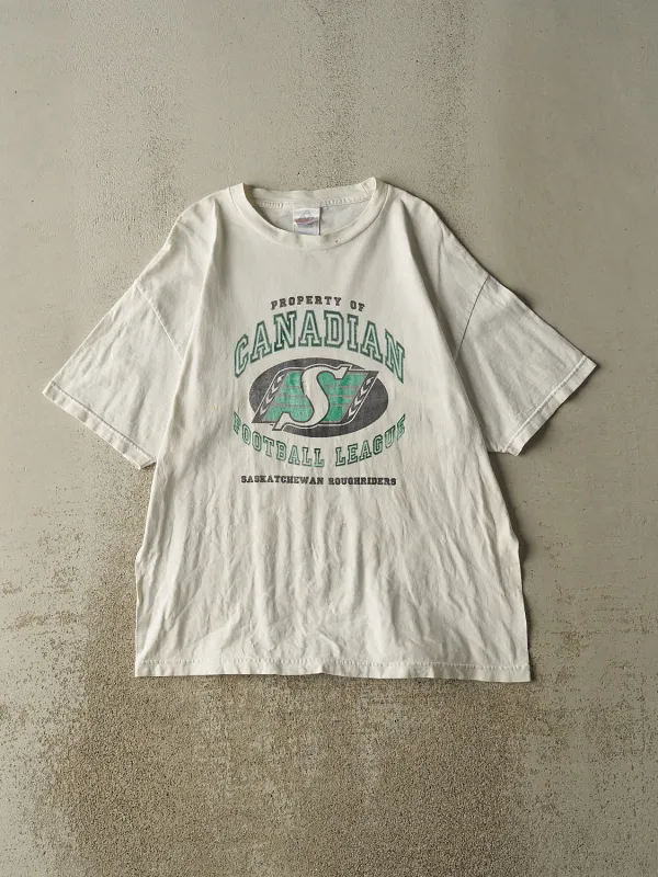 Vintage Y2K White Saskatchewan Roughriders Tee (L/XL) sold by Rebalance Vintage