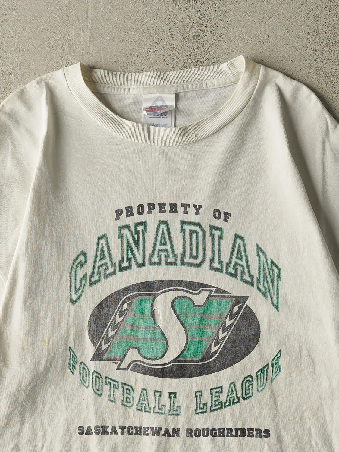 Vintage Y2K White Saskatchewan Roughriders Tee (L/XL) sold by Rebalance Vintage product image thumbnail 2