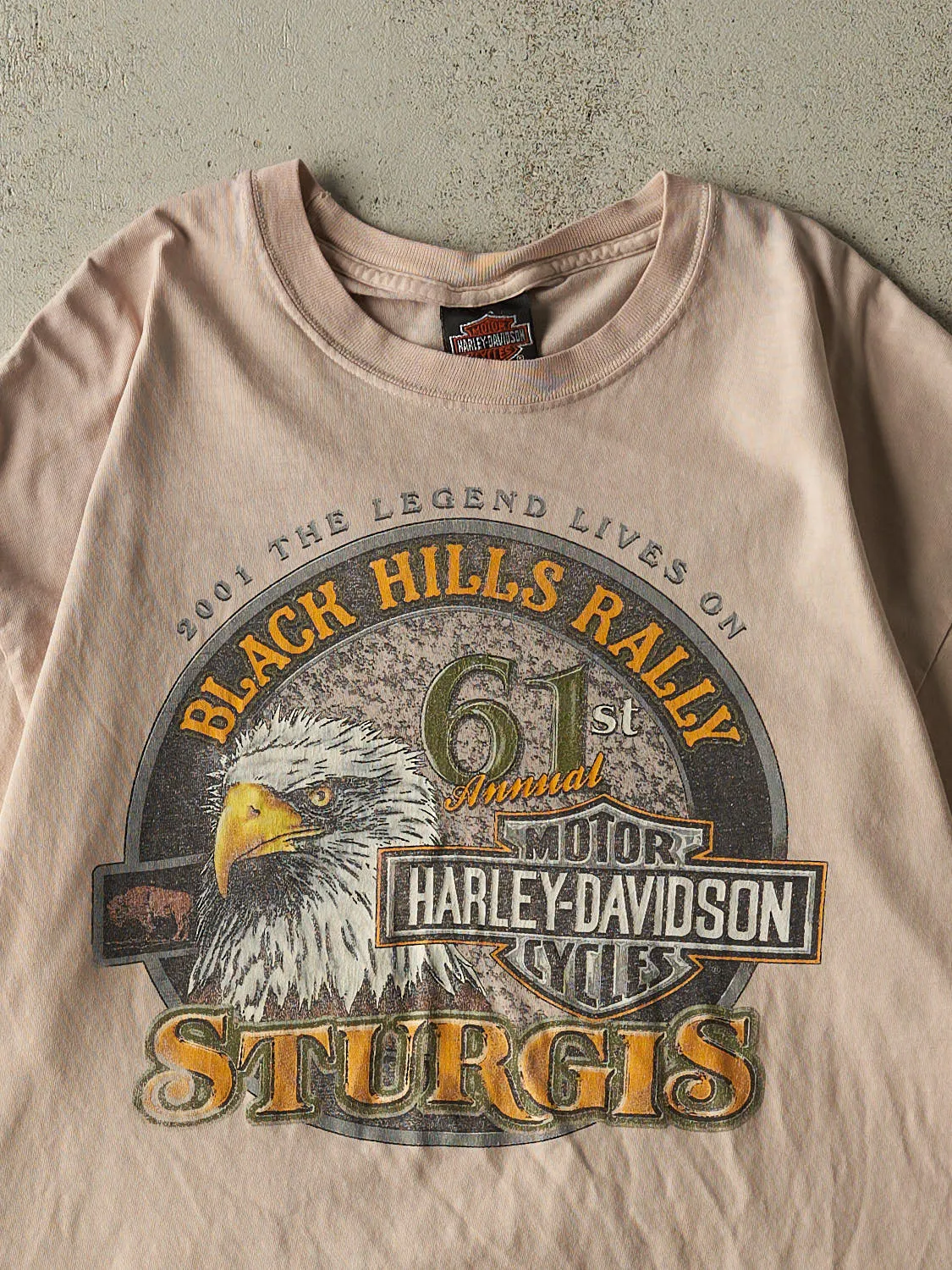 Vintage 01' Beige Harley Davidson Sturgis Tee (L) sold by Rebalance Vintage product image thumbnail 3