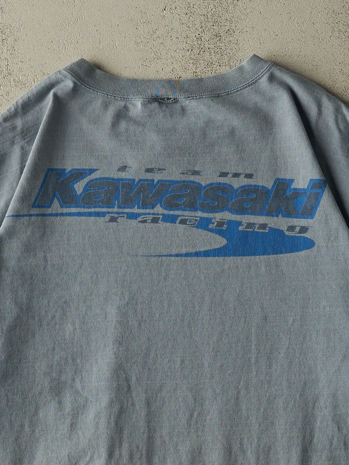 Vintage 90s Slate Blue Kawasaki Racing Tee (XL/XXL) sold by Rebalance Vintage product image thumbnail 4