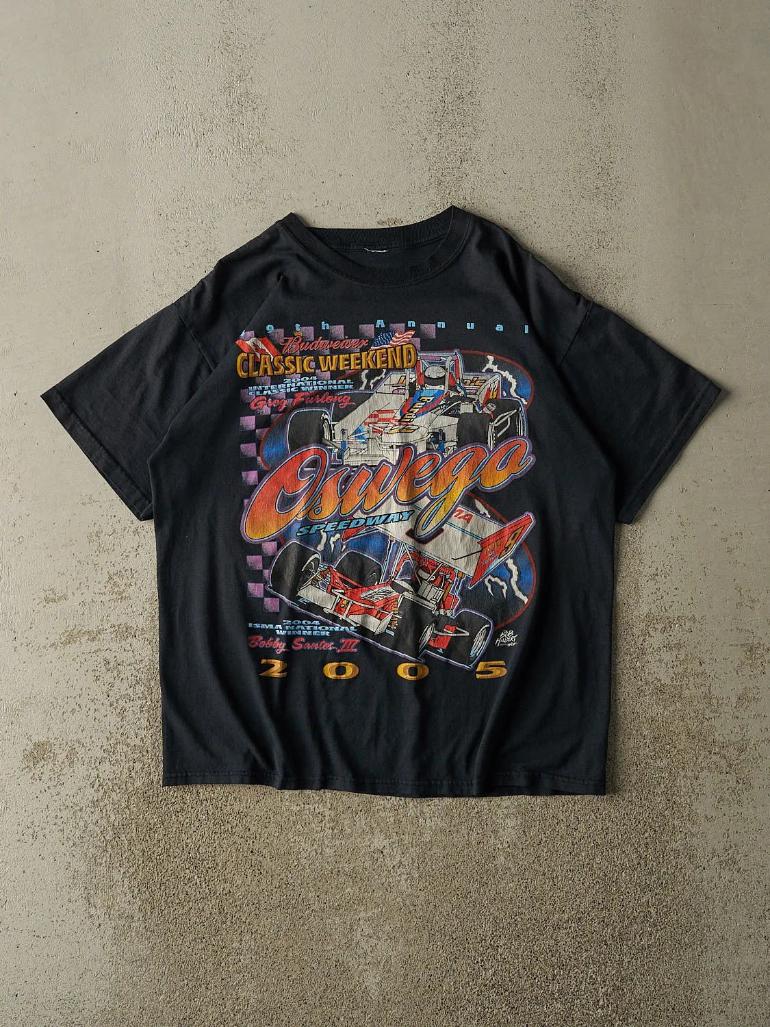 Vintage 05' Black Budweiser Greg Furlong Racing Tee (L) sold by Rebalance Vintage