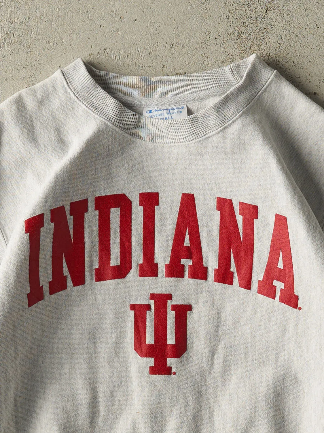 Vintage 90s Heather Grey Champion Reverse Weave Indiana University Crewneck (S) sold by Rebalance Vintage product image thumbnail 2