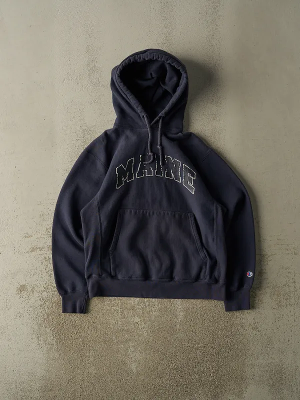 Vintage 90s Navy Blue Champion Reverse Weave Maine Hoodie (S/M) sold by Rebalance Vintage