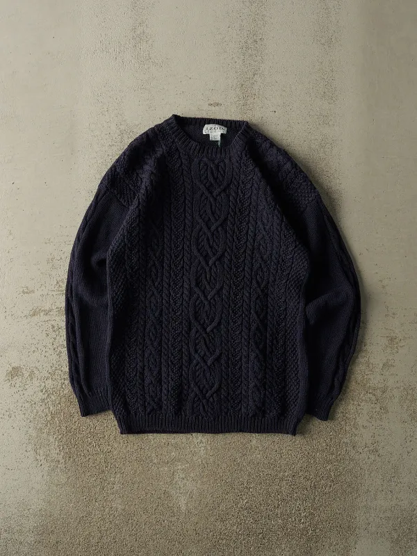 Vintage 90s Navy Blue Izod Cable Knit (S/M) sold by Rebalance Vintage