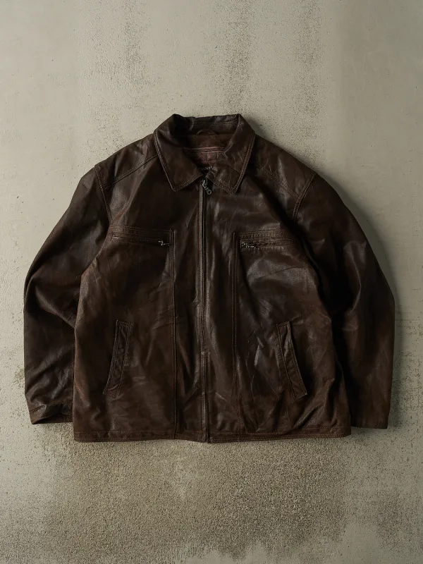 Vintage Y2K Brown Danier Suede Leather Jacket (XXL) sold by Rebalance Vintage