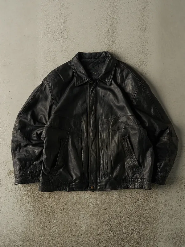 Vintage 90s Black Leather Bomber Jacket (L/XL) sold by Rebalance Vintage