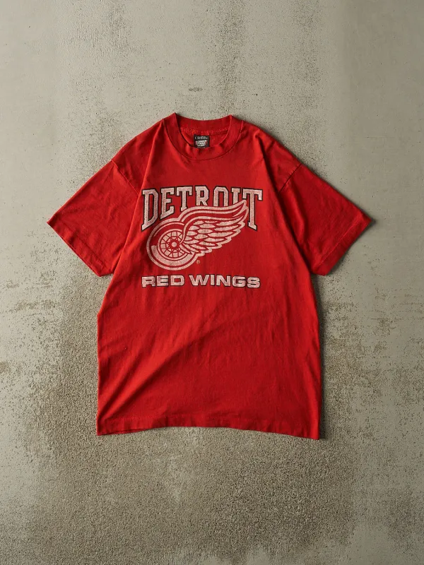 Vintage 90s Red Detroit Red Wings Single Stitch Tee (SM) sold by Rebalance Vintage