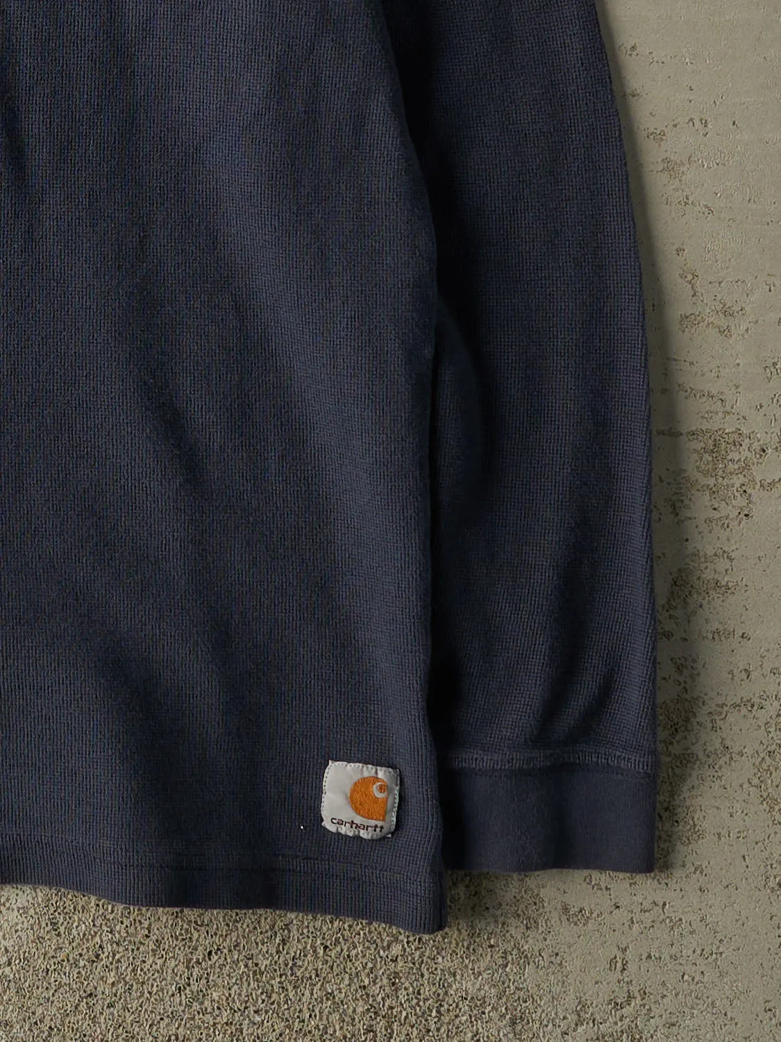 Vintage 90s Navy Blue Carhartt Thermal Quarter Button Long Sleeve (L/XL) sold by Rebalance Vintage product image thumbnail 4