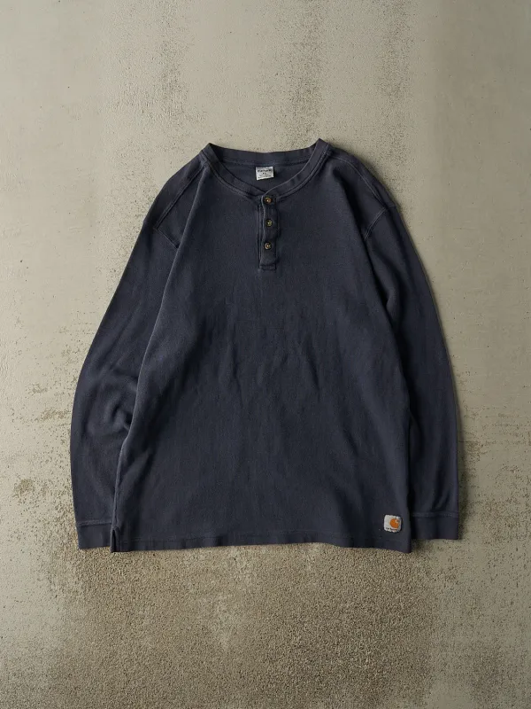 Vintage 90s Navy Blue Carhartt Thermal Quarter Button Long Sleeve (L/XL) sold by Rebalance Vintage